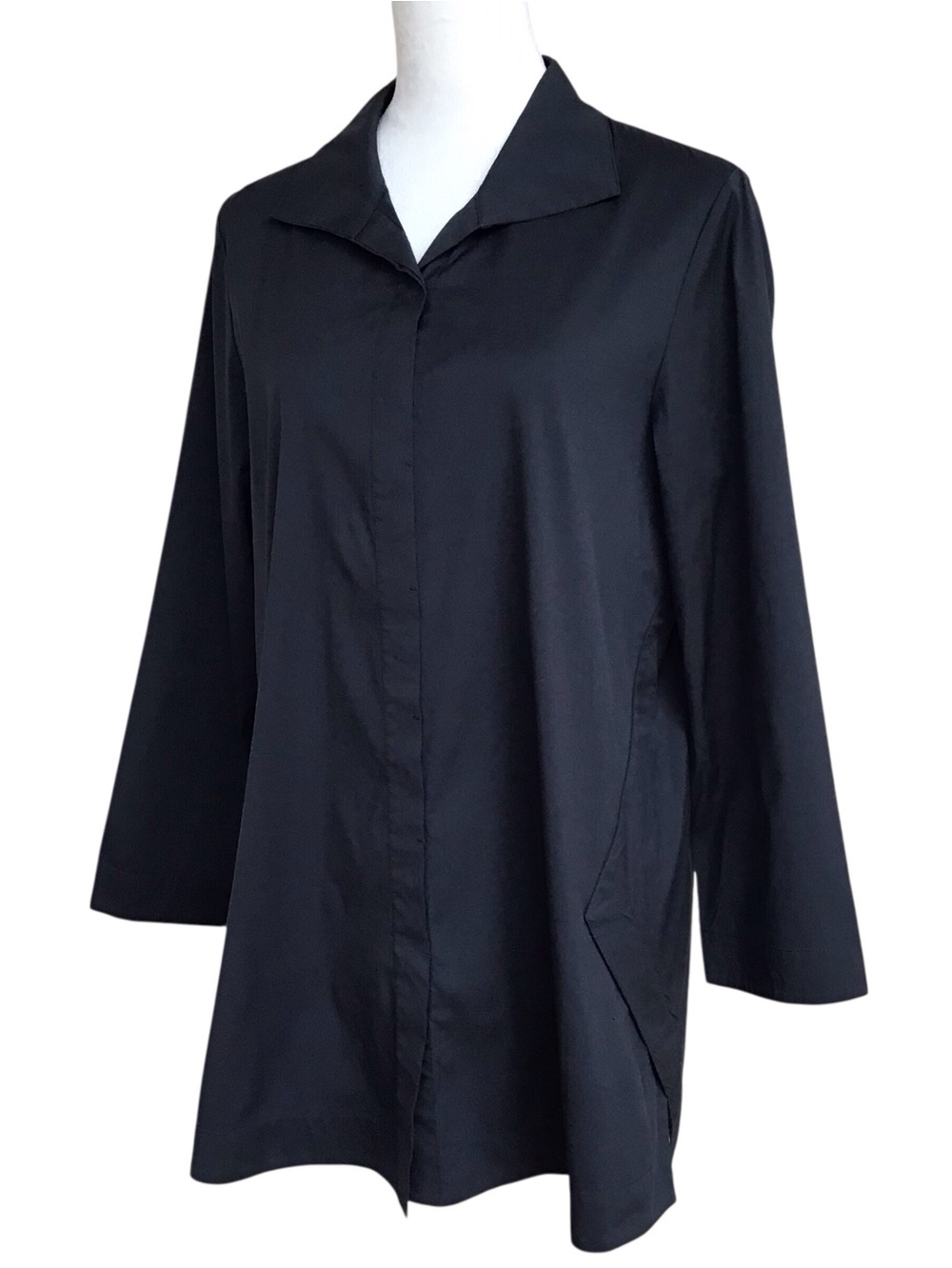 Lafayette 148 Black 3/4 Sleeve Button Up Shirt